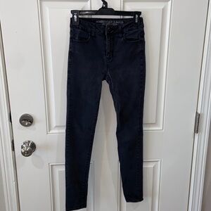 American eagle black hi-rise jeans size 0